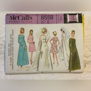 Vintage McCall's 8558 Wedding & Bridesmaid Dress Pattern - uncut